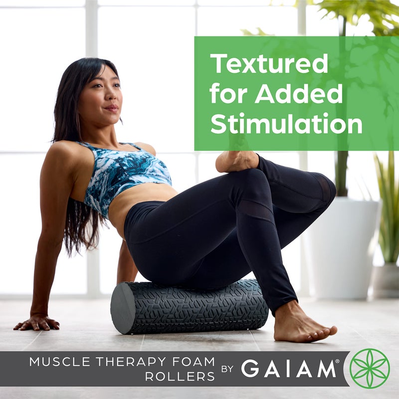 Gaiam Restore Foam Roller for Muscle Massage - Textured Muscle Massager for Stimulation, Total Body Pain Relief for Back, Neck, Foot, Calf, Leg, Arm - Deep Tissue Massager for Sore Muscles (18 Inches) - Image 3
